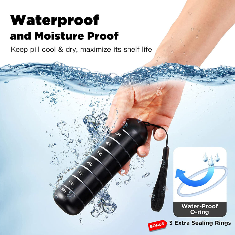 Pilulier semainier 7 jours en aluminium — waterproof, pour ne plus oublier ses médicaments