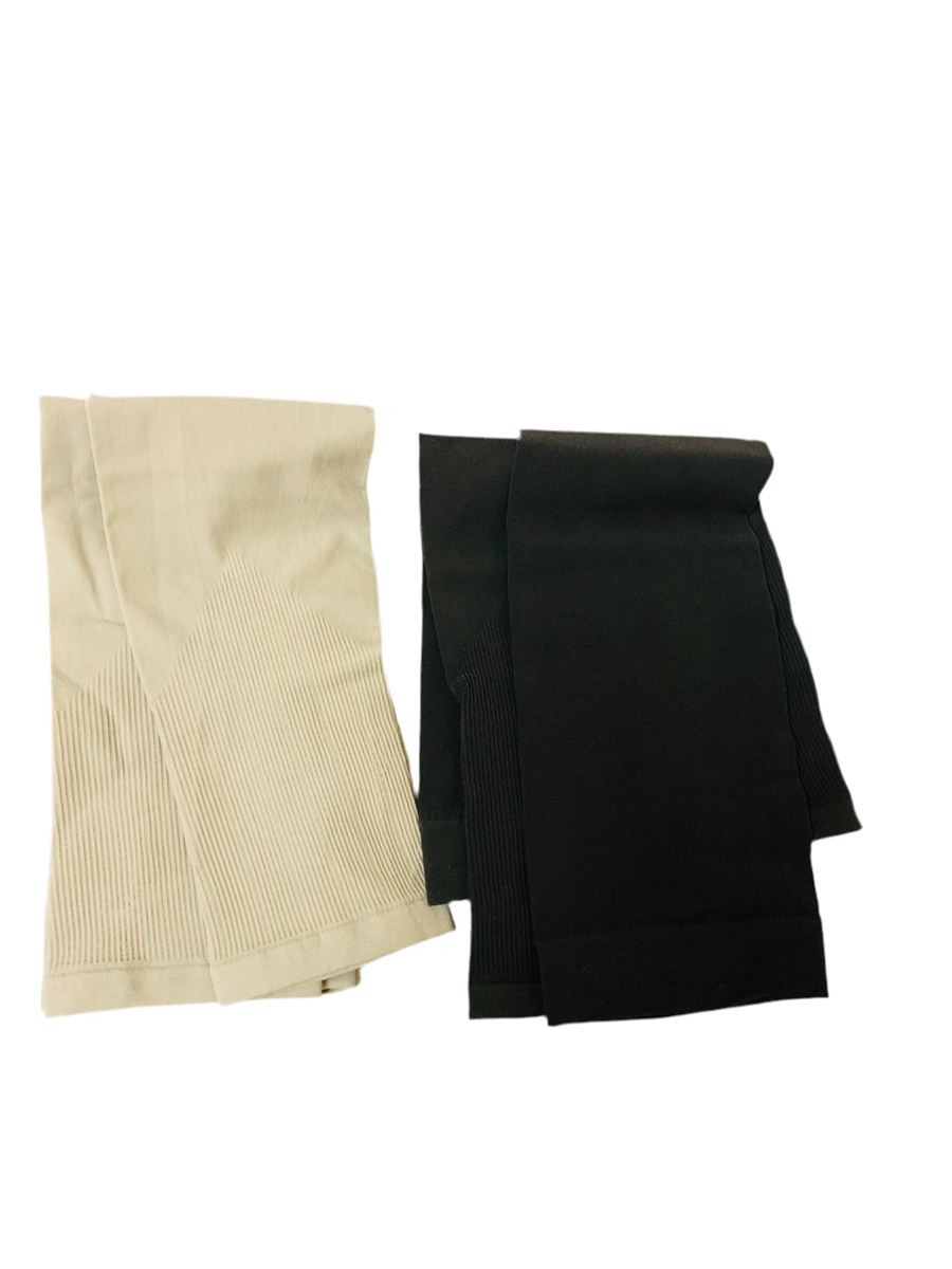 Paire de genouillères de compression élastiques — Beige et noir