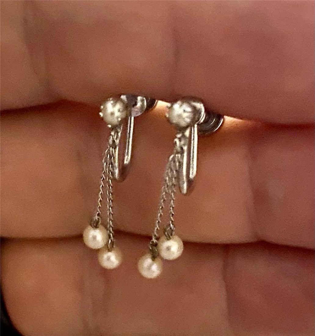 Boucles « Pluie de perles » — clou strass & pampilles
