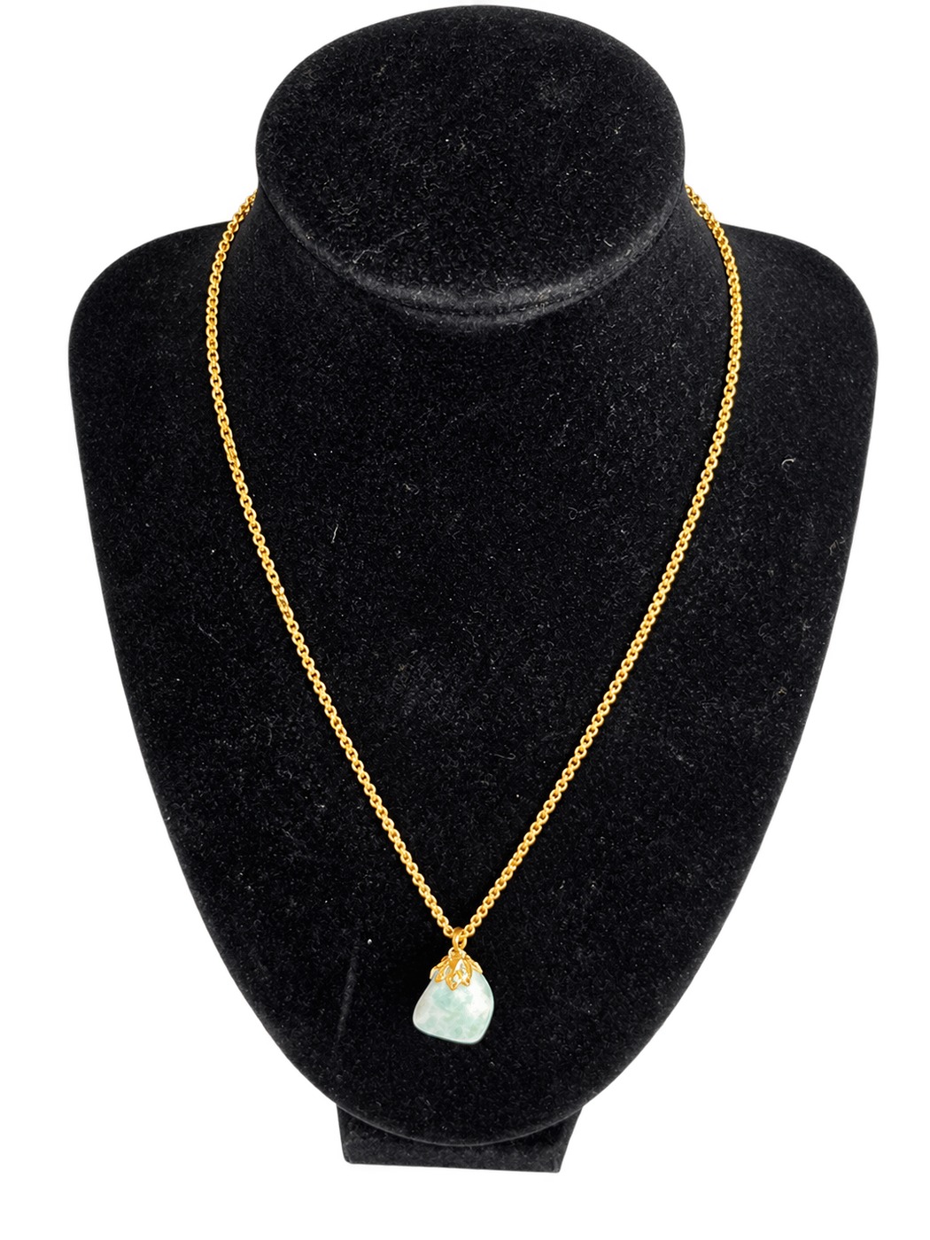 Collier « Galet vert » — pierre brute sur chaîne fine
