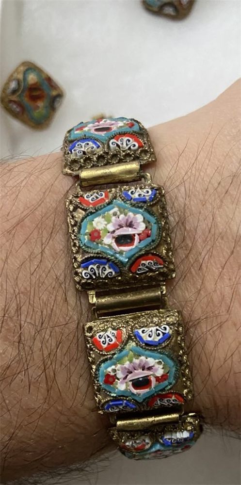 Parure « Mosaïque italienne » — bracelet micro-mosaïque