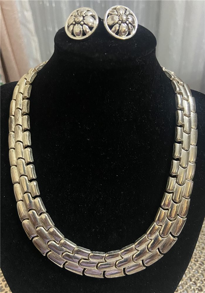 Parure « Panthère d'argent » — collier, bracelet & boucles