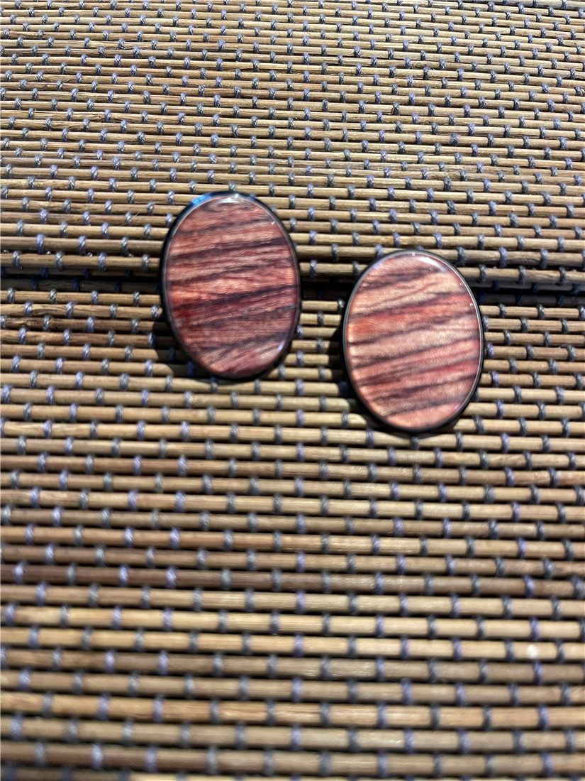 Boucles « Acajou » — ovale de bois