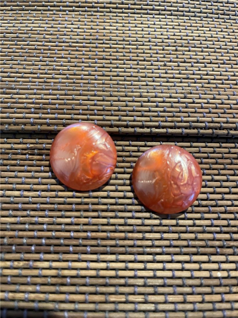 Boucles « Ambre » — cabochon orange marbré