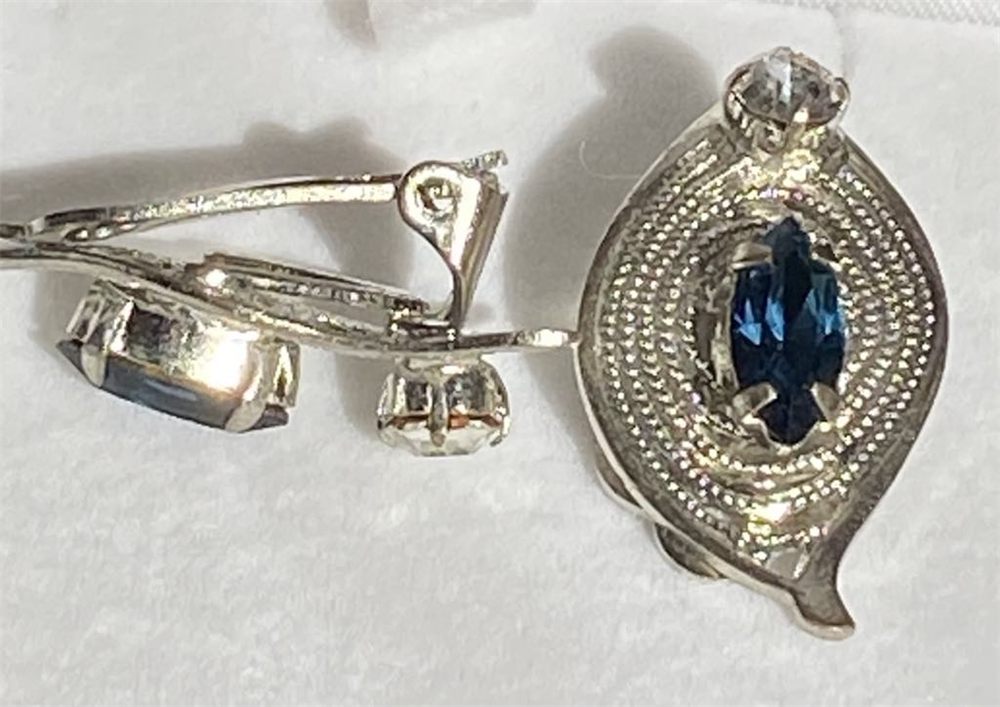 Parure « Saphir navette » — argent & marquises bleues