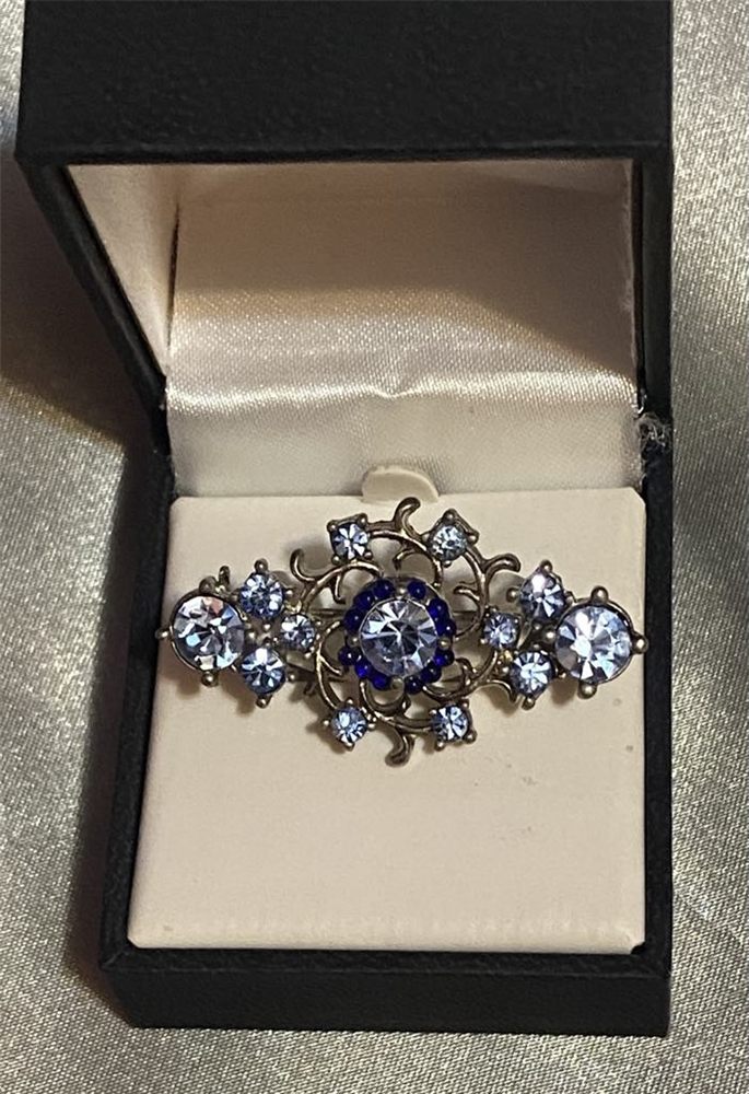 Broche barrette « Saphir » — strass bleu