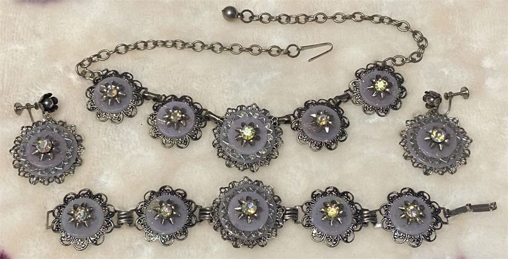 Parure « Améthyste de lune » — moonglow lavande + cristaux irisés