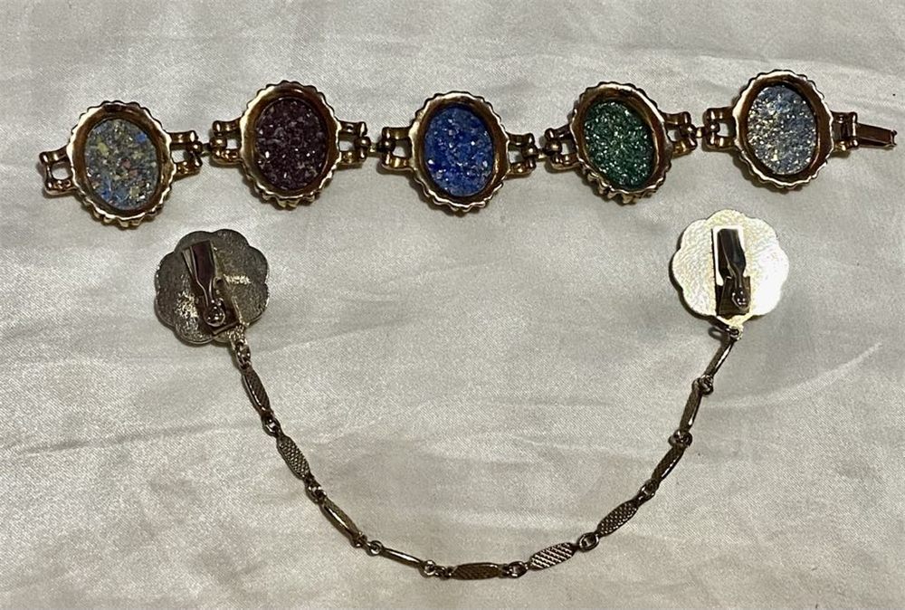 Bracelet « Verre d'artiste » — cabochons dichroïques