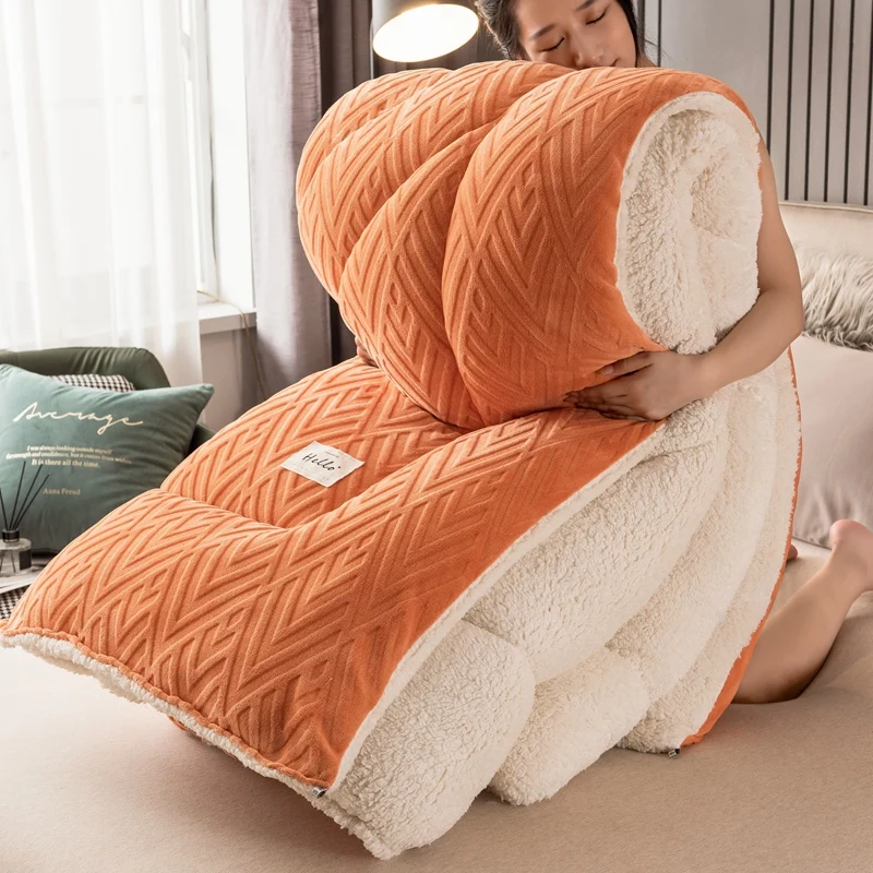Couette en velours gaufré — doublée sherpa, extra épaisse